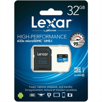 Lexar 633X microSDXC 32GB High-Performance A1 U1 UHS-I Memory Cards with SD Adapter (up to 95MB/s)