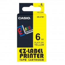 Casio Ez-Label Tape Cartridge - 6mm, Black on Yellow (XR-6YW1)