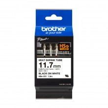 Brother HSe-231 Genuine Heat Shrink Tube, 11.7mm Black on White