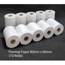 (10 Rolls ) - 80mm x 60mm x 12mm (Core) -Thermal Paper Roll  / Kertas Resit Cash Register Receipt 