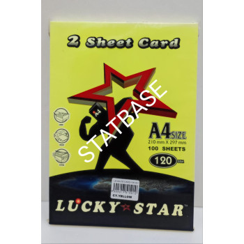 LUCKY STAR A4 120gsm (2 SHEET CARD) - (CYBER COLOUR) PREMIUM COLOUR PAPER  (100's/Pack) - Cyber Yellow