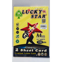 LUCKY STAR A4 120gsm (2 SHEET CARD) - (DARK COLOUR) PREMIUM COLOUR PAPER  (100's/Pack) - Lemon