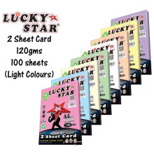 LUCKY STAR A4 120gsm (2 SHEET CARD) - (LIGHT COLOUR) PREMIUM COLOUR PAPER -  (100's/Pack) 