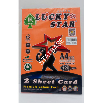 LUCKY STAR A4 120gsm (2 SHEET CARD) - (DARK COLOUR) PREMIUM COLOUR PAPER  (100's/Pack) - Orange