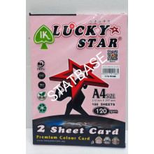 LUCKY STAR A4 120gsm (2 SHEET CARD) - (LIGHT COLOUR) PREMIUM COLOUR PAPER  (100's/Pack) - Pink