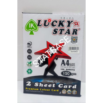 LUCKY STAR A4 120gsm (2 SHEET CARD) - (LIGHT COLOUR) PREMIUM COLOUR PAPER  (100's/Pack) - Purple