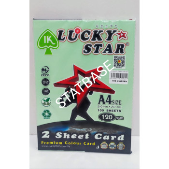 LUCKY STAR A4 120gsm (2 SHEET CARD) - (LIGHT COLOUR) PREMIUM COLOUR PAPER  (100's/Pack) - Middle Green