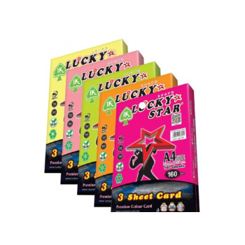 LUCKY STAR A4 160gsm (3 SHEET CARD) - (CYBER COLOUR) PREMIUM COLOUR PAPER - (100's/Pack) 