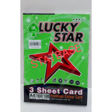 LUCKY STAR A4 160gsm (3 SHEET CARD) - (DARK COLOUR) PREMIUM COLOUR PAPER  (100's/Pack) - Dark Green