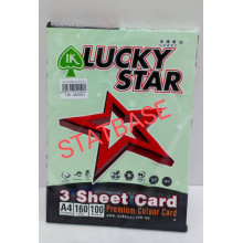 LUCKY STAR A4 160gsm (3 SHEET CARD) - (LIGHT COLOUR) PREMIUM COLOUR PAPER  (100's/Pack) - Green