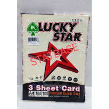 LUCKY STAR A4 160gsm (3 SHEET CARD) - (LIGHT COLOUR) PREMIUM COLOUR PAPER  (100's/Pack) - Ivory