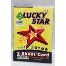 LUCKY STAR A4 160gsm (3 SHEET CARD) - (DARK COLOUR) PREMIUM COLOUR PAPER  (100's/Pack) - Lemon