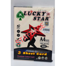 LUCKY STAR A4 160gsm (3 SHEET CARD) - (LIGHT COLOUR) PREMIUM COLOUR PAPER  (100's/Pack) - Peach