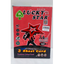 LUCKY STAR A4 160gsm (3 SHEET CARD) - (DARK COLOUR) PREMIUM COLOUR PAPER  (100's/Pack) - Red