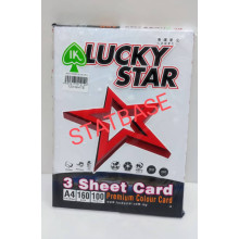 LUCKY STAR A4 160gsm (3 SHEET CARD) - (LIGHT COLOUR) PREMIUM COLOUR PAPER  (100's/Pack) - White