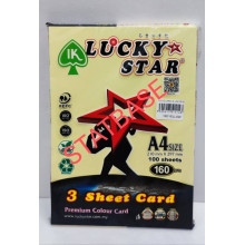 LUCKY STAR A4 160gsm (3 SHEET CARD) - (LIGHT COLOUR) PREMIUM COLOUR PAPER  (100's/Pack) - Yellow