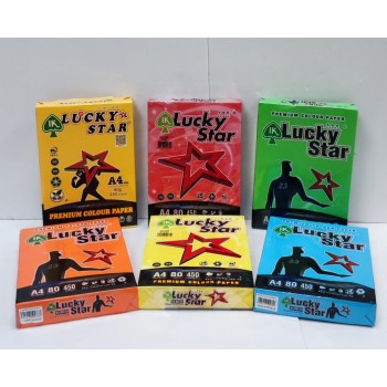 LUCKY STAR A4 80gsm  ( DARK COLOURS ) PREMIUM COLOUR PAPER  - 450's/pack