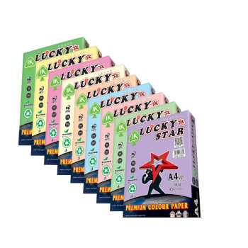 LUCKY STAR A4 80gsm ( LIGHT COLOURS ) PREMIUM COLOUR PAPER - 450's/Pack