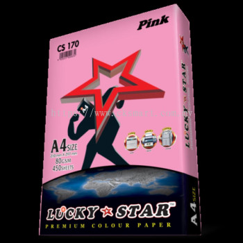 LUCKY STAR A4 PREMIUM COLOUR PAPER 80gsm ( LIGHT COLOURS ) - Pink