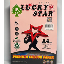 LUCKY STAR A4 PREMIUM COLOUR PAPER 80gsm ( LIGHT COLOURS ) - Rose