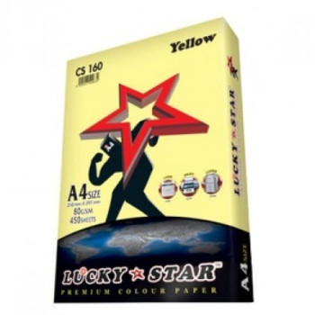 LUCKY STAR A4 PREMIUM COLOUR PAPER 80gsm ( LIGHT COLOURS ) - Yellow