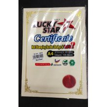 Lucky Star - A4 Certificate Paper / Kertas Sijil With Border Design & Red Common Seal (160gsm) - 100's/Pack (Right)