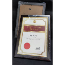 [ A4 ] CERTIFICATE FRAME / PHOTO DECO FRAME / DOCUMENT FRAME (Brown Wooden Colour With Gold Line)