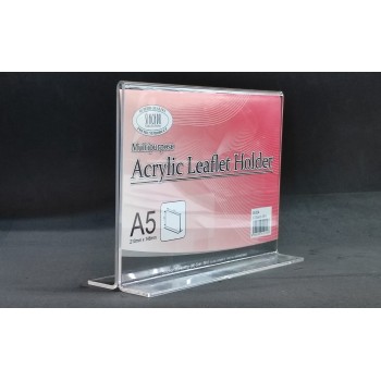 Acrylic Display  / Leaflet Holder A5H ( A5-T-Shape-Horizontal) / Brochure Leaflet Catalog QR Code Menu Stand Counter - (A5H-S-204) - 210mm x 148mm