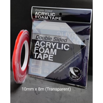 Apollo Double Sided Acrylic Foam Tape / Transparent Double Sided Adhesive Tape - (10mm x 8m)