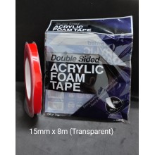 Apollo Double Sided Acrylic Foam Tape / Transparent Double Sided Adhesive Tape - (15mm x 8m)