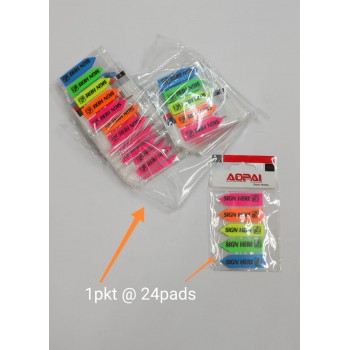 [24Pads/Pkt] - Aopai 5 Colour Arrow Index "SIGN HERE" Sticky Notes (12mm x 45mm) 