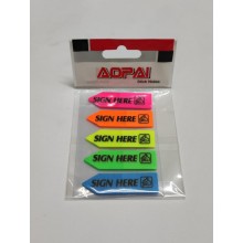 Aopai 5 Colour Arrow Index "SIGN HERE" Sticky Notes (12mm x 45mm) 