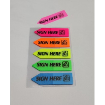 Aopai 5 Colour Arrow Index &quot;SIGN HERE&quot; Sticky Notes (12mm x 45mm) 