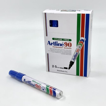 (12pcs / Box) Artline 90 Permanent Marker Pen (Chisel Style) - Blue