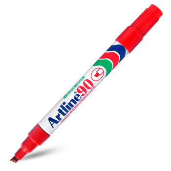 Artline 90 Permanent Marker Pen (Chisel Style) - Red