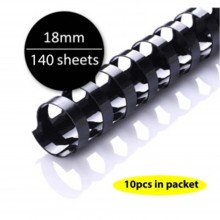 10 pcs - 18MM Black Plastic Binding Comb (Binding Up To 140 Sheets) -10pcs / Pack