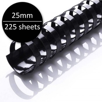 10 pcs - 25MM Black Plastic Binding Comb (Binding Up To 225 Sheets) -10pcs / Pack