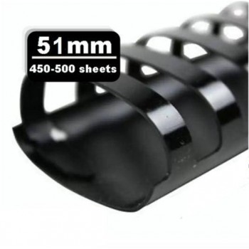 10 pcs - 51MM Black Plastic Binding Comb (Binding Up To 500 Sheets) -10pcs / Pack