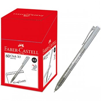 (60pcs/Box) - Faber-Castell  Click X 5 (0.5mm) Ball Pen Retractable - Black