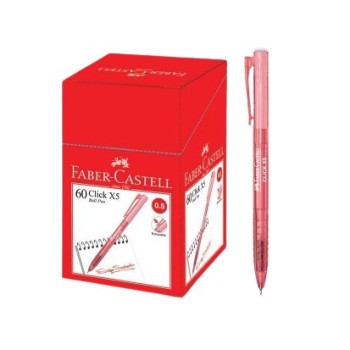 (60pcs/Box) - Faber-Castell  Click X 5 (0.5mm) Ball Pen Retractable - Red