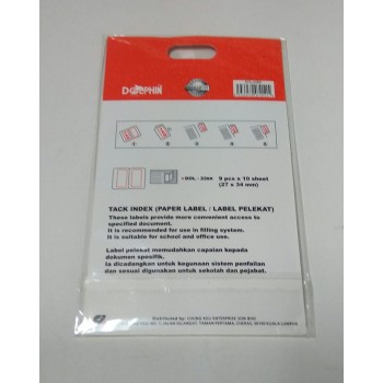Dolphin Permanent Paper Label Tack Index - DOL-22BR (27 x 34mm) - 90pcs/Pack