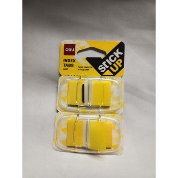 Deli  Index Tabs (Single Colour) -A10001  (44 X 25mm) / ( 2x50's) - Yellow/White