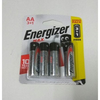 [100% Original - Malaysia Stock] ENERGIZER MAX ALKALINE BATTERY AA ( 3 + 1 Bonus Pack ) - 4pcs/Card