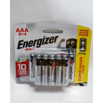 [100% Original - Malaysia Stock] ENERGIZER MAX ALKALINE BATTERY AAA (8 + 4 Free ) - 12pcs/Card