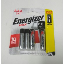 [100% Original - Malaysia Stock] ENERGIZER MAX ALKALINE BATTERY AAA ( 3 + 1 Bonus Pack ) - 4pcs/Card