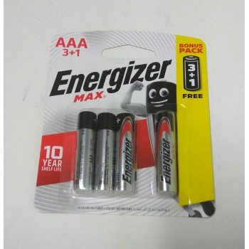 [100% Original - Malaysia Stock] ENERGIZER MAX ALKALINE BATTERY AAA ( 3 + 1 Bonus Pack ) - 4pcs/Card