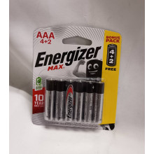 [100% Original - Malaysia Stock] ENERGIZER MAX ALKALINE BATTERY AAA (4 + 2 Free ) - 6pcs/Card