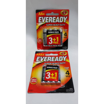 [100% Original - Malaysia Stock] Eveready Super Heavy Duty - Battery AA / AAA - (3+1Free / Card)