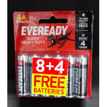 [100% - Original Malaysia Stock] EVEREADY SHD Battery AA (8 + 4 FREE) / 12pcs @ Card - 1215BP8+4M