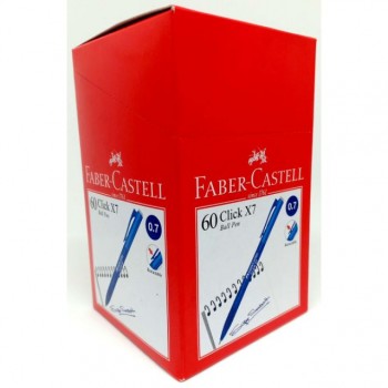 Faber-Castell Click X 7 (0.7 mm) Ball Pen Retractable - Blue ( 1 Box @ 60 pcs)